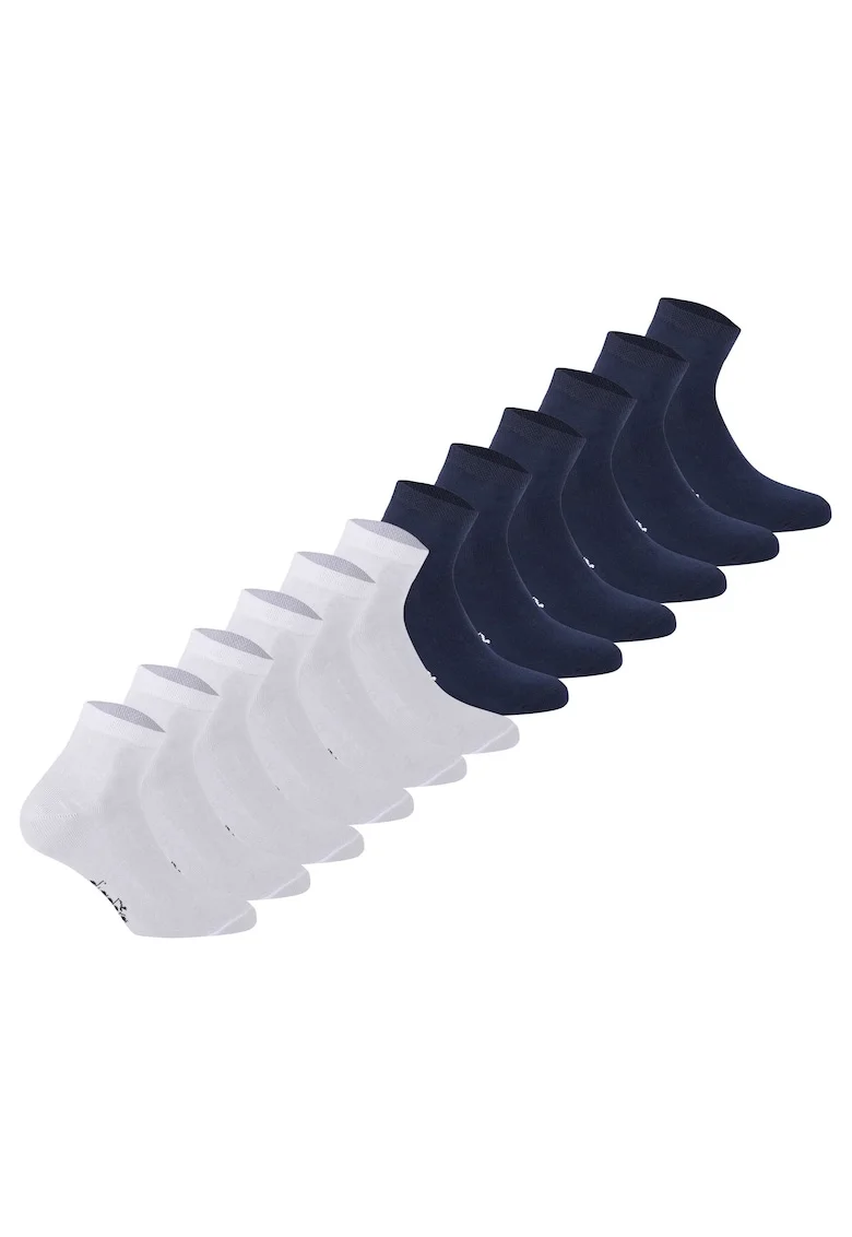 Set de sosete scurte unisex - 12 perechi, Alb/Albastru inchis