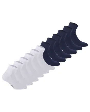 Set de sosete scurte unisex - 12 perechi, Alb/Albastru inchis