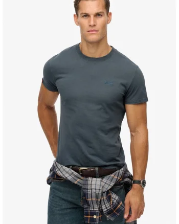 Tricou slim fit de bumbac Essential, Albastru prafuit