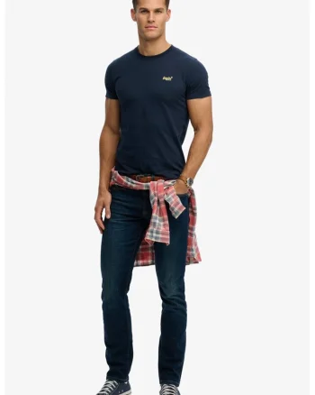 Tricou din bumbac cu decolteu la baza gatului so logo brodat, Bleumarin
