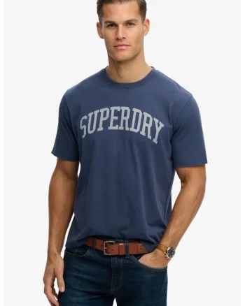 Tricou de bumbac cu imprimeu logo, Alb murdar/Bleumarin