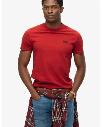 Tricou slim fit de bumbac Essential, Rosu