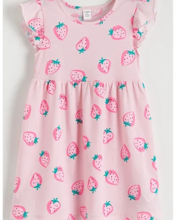 Rochie evazata cu imprimeu, Roz