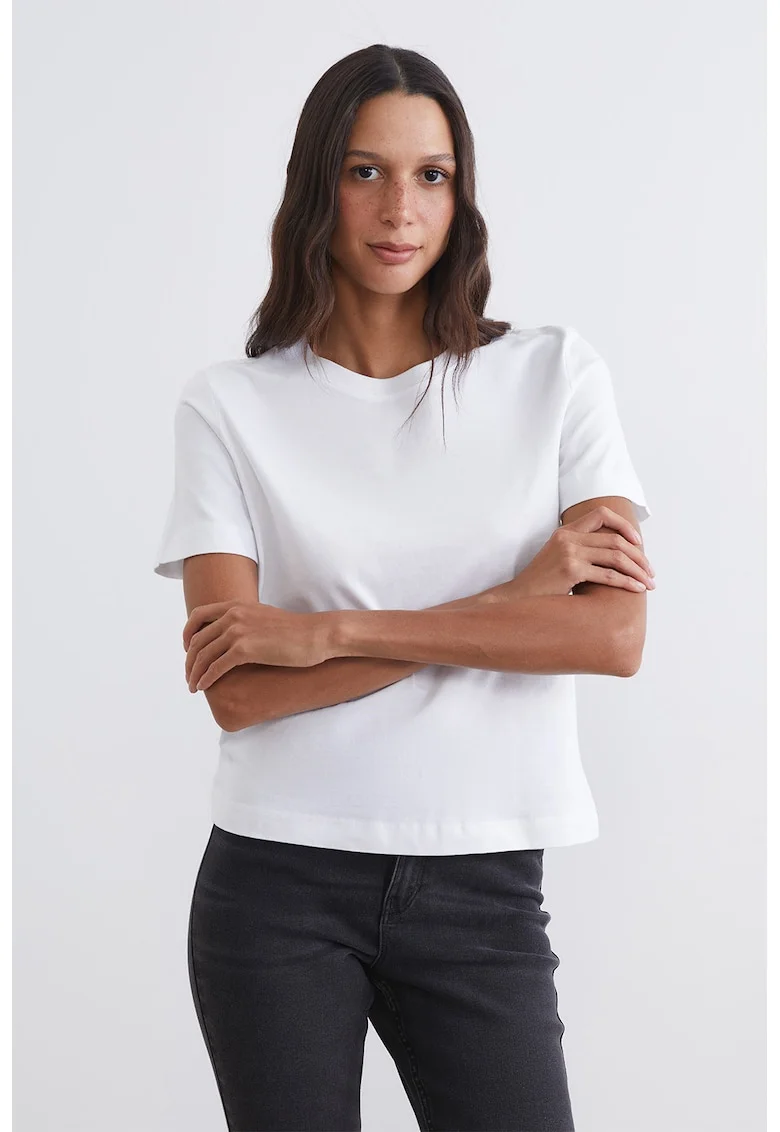 Tricou uni de bumbac, Alb optic