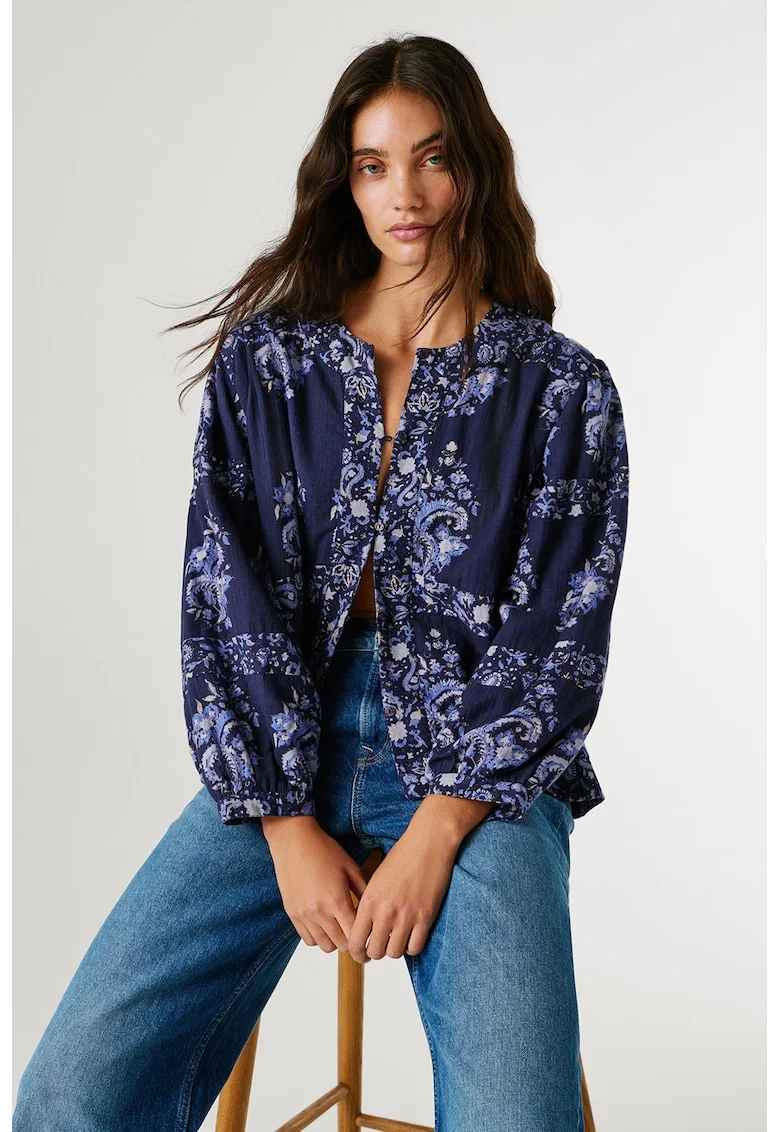 Bluza cu motive orientale Blita, Bleumarin