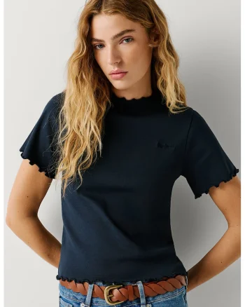 Tricou din amestec de bumbac cu logo discret, Albastru ultramarin