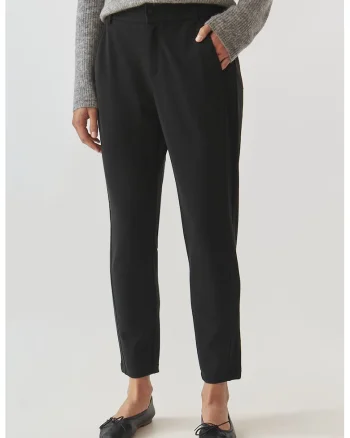 Pantaloni crop conici din amestec de modal, Negru