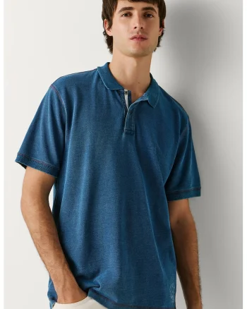 Tricou polo din bumbac Callum, Albastru paun