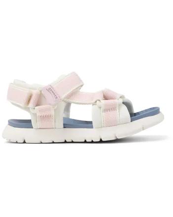 Sandale din material textil cu velcro Oruga, Alb/Roz pal