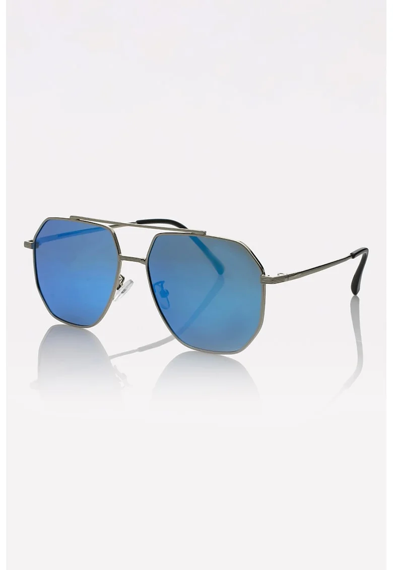 Ochelari de soare aviator cu lentile oglinda polarizate, Argintiu