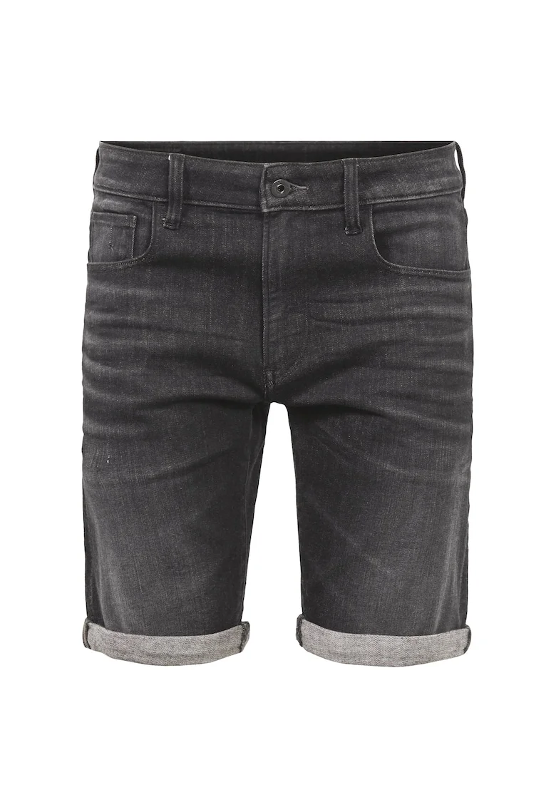 Bermude slim fit din denim, Negru