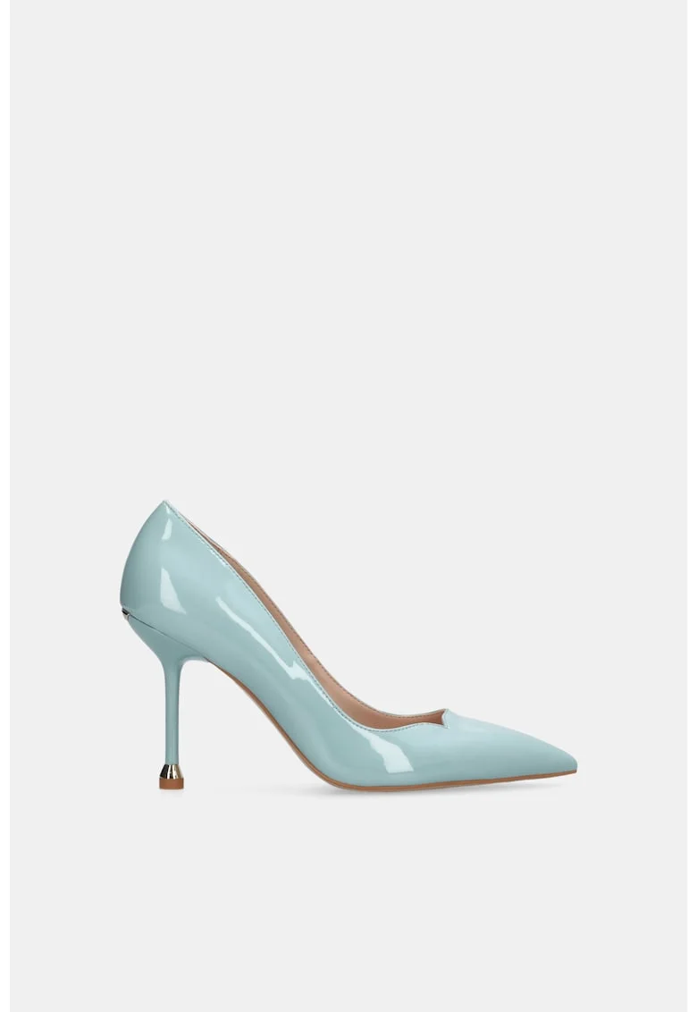 Pantofi din piele lacuita cu toc stiletto, Albastru deschis