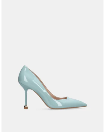Pantofi din piele lacuita cu toc stiletto, Albastru deschis
