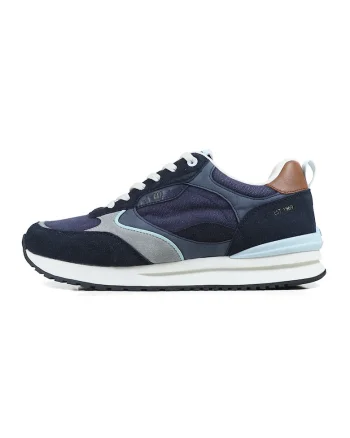 Pantofi sport low-cut cu garnituri de piele intoarsa sintetica, Gri/Albastru inchis/Bleumarin