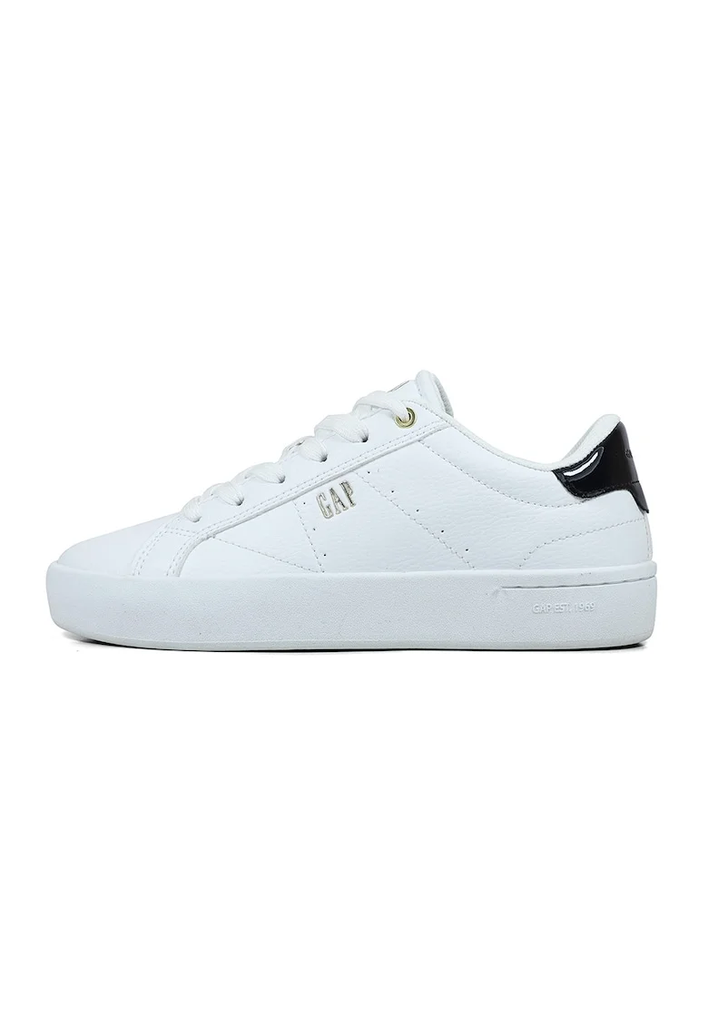 Pantofi sport de piele ecologica, Alb/Negru