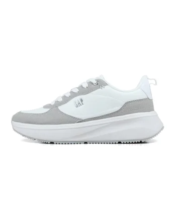Pantofi sport wedge din piele ecologica, Alb/Grej