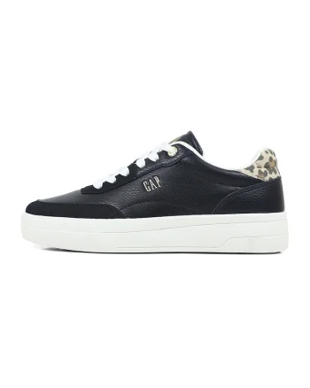 Pantofi sport low-cut cu animal print, Negru/Maro