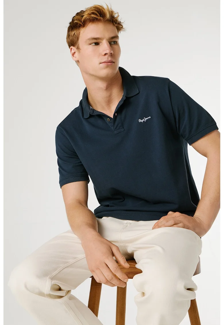 Tricou polo din bumbac cu logo Oscar, Albastru ultramarin
