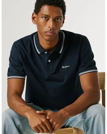 Tricou polo cu garnituri contrastante Carson, Albastru ultramarin