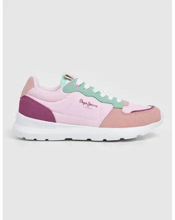 Pantofi sport wedge cu garnituri din material sintetic, Roz aprins/Roz pastel/Roz prafuit/Verde menta