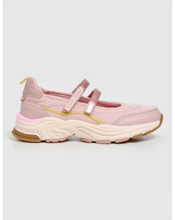 Pantofi sport Mary Jane demiwedge, Roz pastel/Roz prafuit