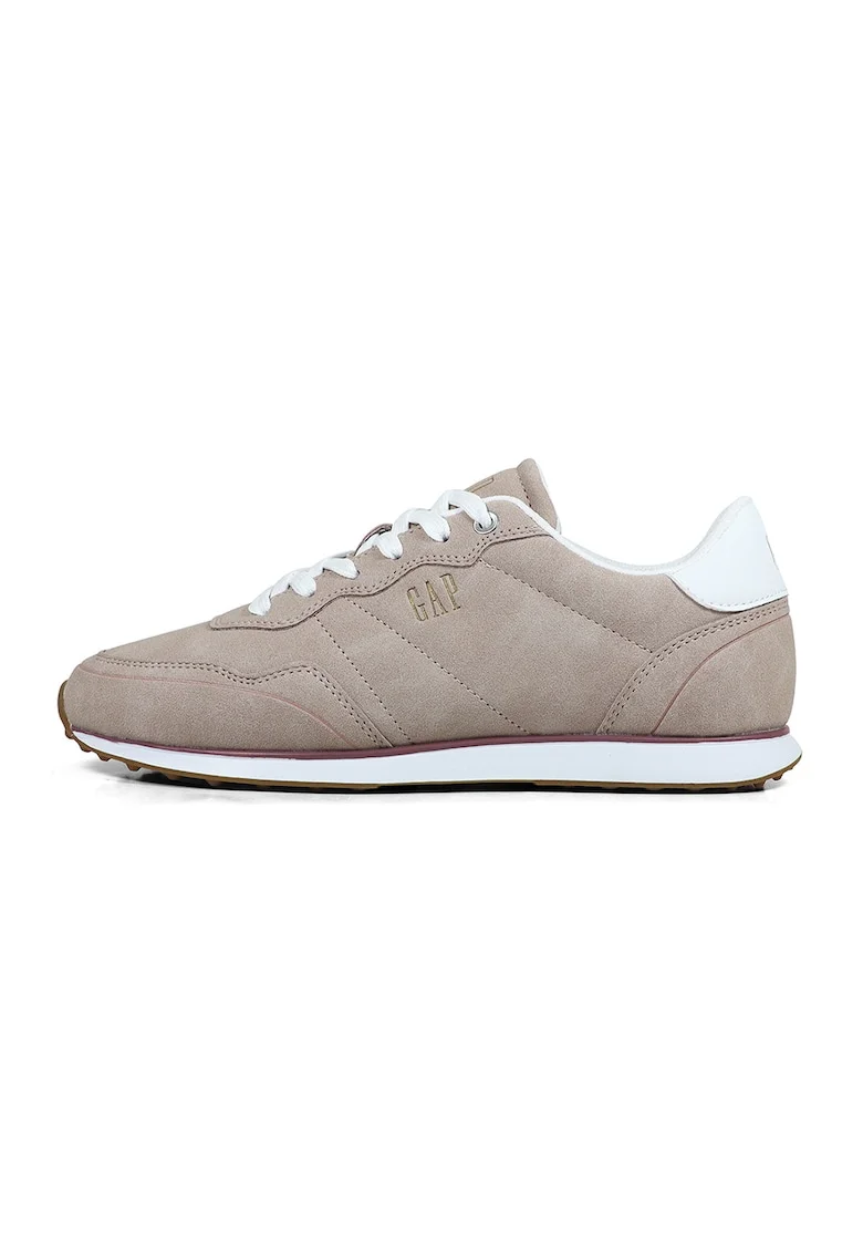 Pantofi sport de piele intoarsa ecologica cu talpa plata, Maro taupe deschis
