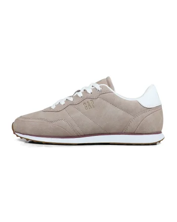Pantofi sport de piele intoarsa ecologica cu talpa plata, Maro taupe deschis