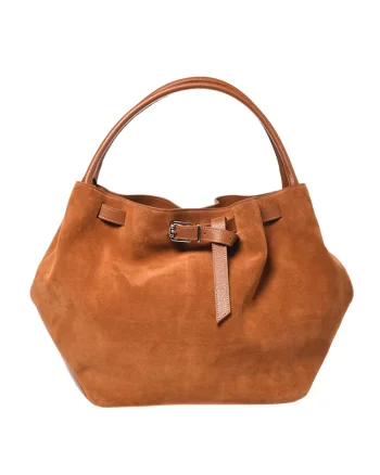 Geanta tote din piele intoarsa, Maro