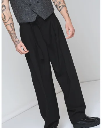 Pantaloni cu cordon in talie Fedix, Negru