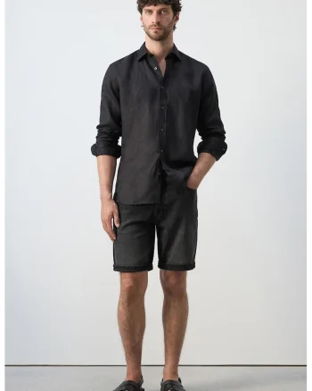 Blugi scurti cu design 5 buzunare, Negru