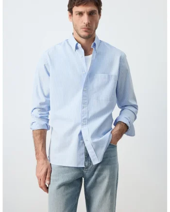 Camasa regular-fit cu dungi, Alb/Albastru