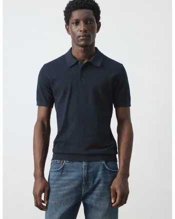 Tricou polo din amestec de bumbac cu croiala regular-fit, Bleumarin