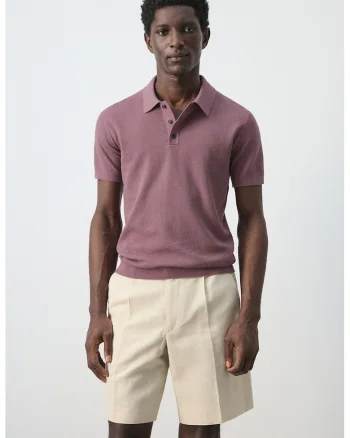 Tricou polo din amestec de bumbac cu croiala regular-fit, Roz inchis