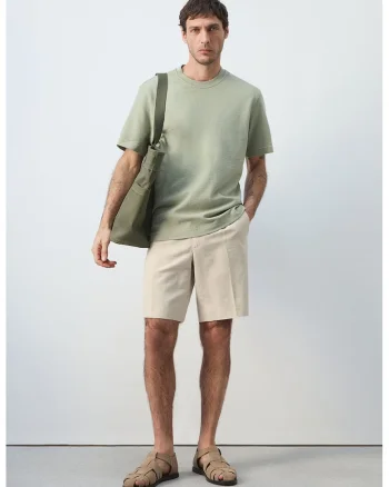 Tricou uni cu decolteu la baza gatului, Gri deschis