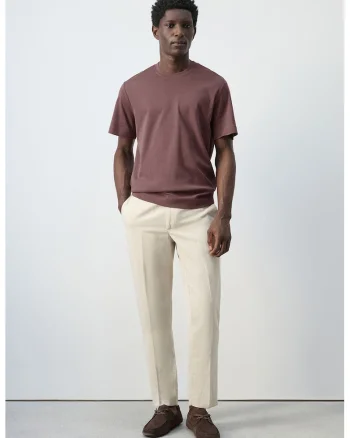 Pantaloni slim-fit din amestec de in, Bej