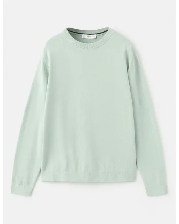 Pulover tricotat fin din bumbac, Verde pal