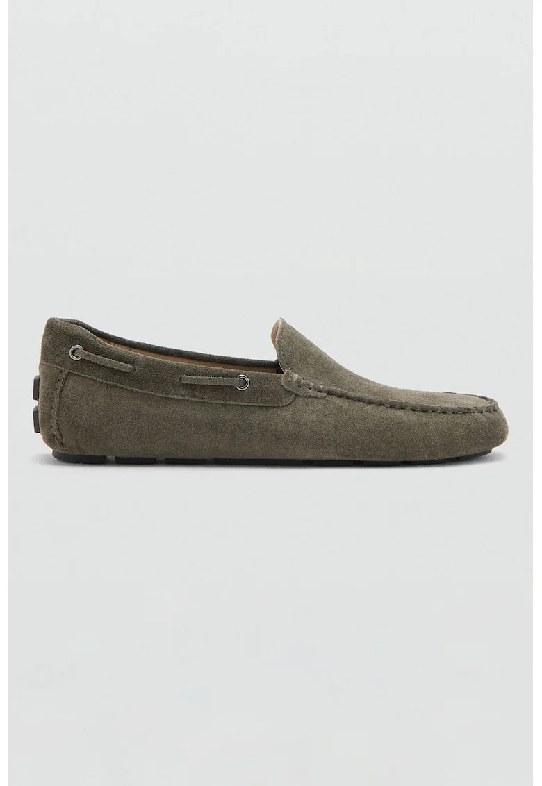 Pantofi boat de piele intoarsa, Kaki
