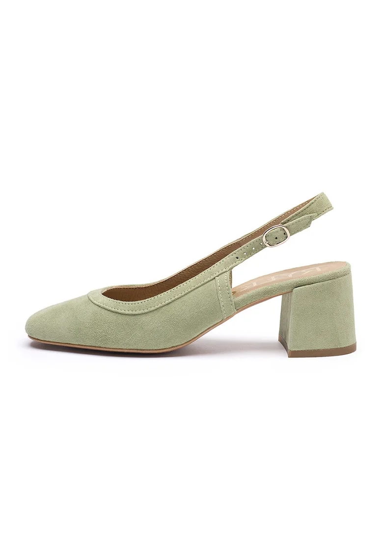 Pantofi slingback din piele intoarsa, Verde pal