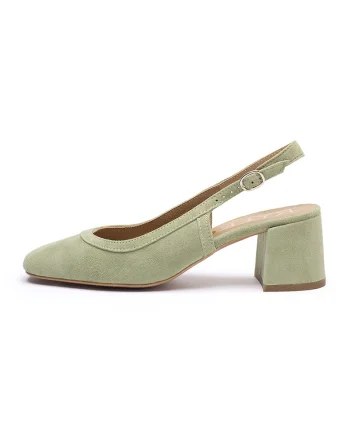 Pantofi slingback din piele intoarsa, Verde pal