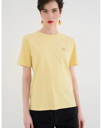 Tricou cu decolteu rotund, Galben