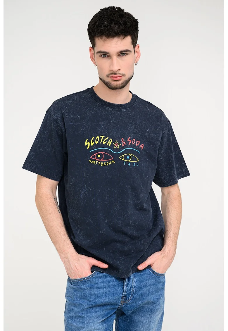 Tricou cu imprimeu logo, Gri carbune