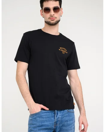 Tricou din bumbac organic cu imprimeu logo, Negru stins