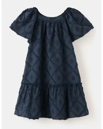 Rochie cu maneci scurte si decolteu rotund, Bleumarin