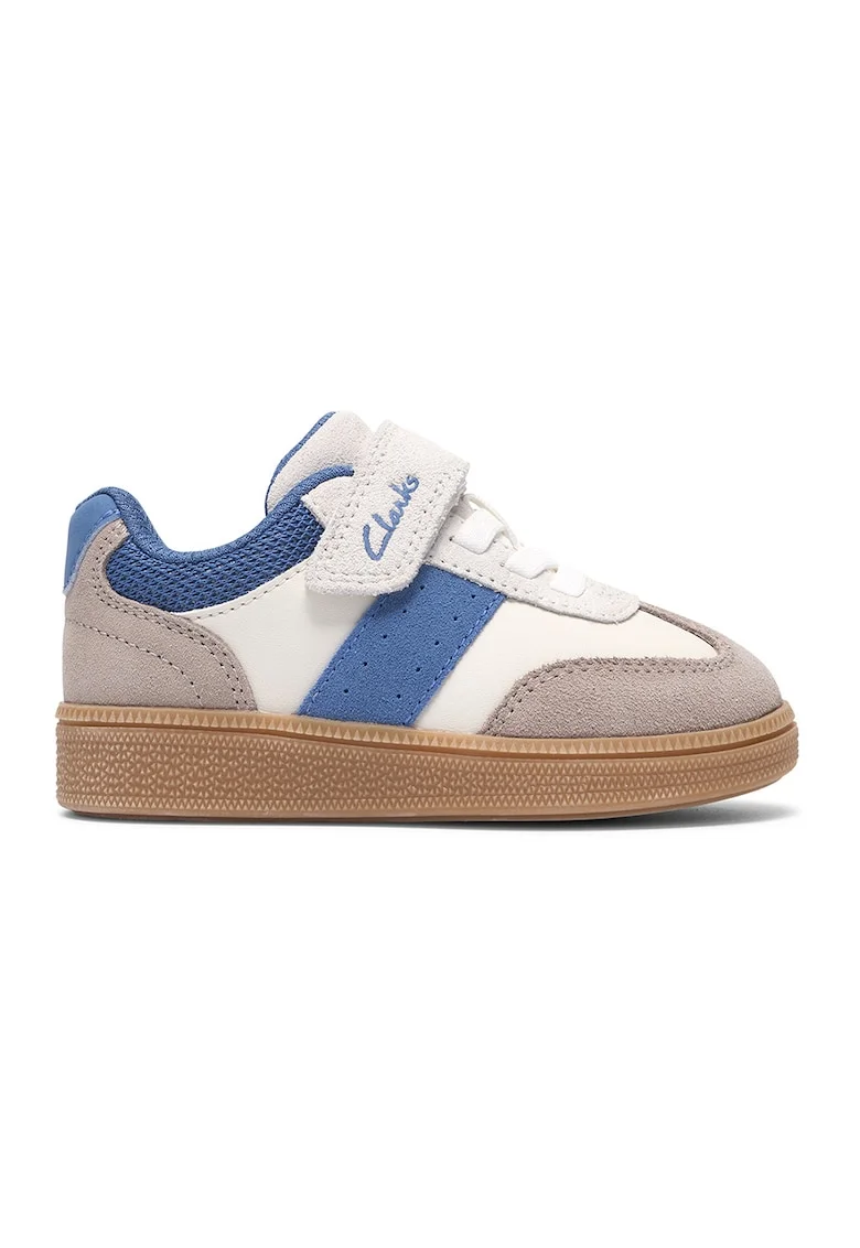 Pantofi sport de piele intoarsa cu insertii din material textil Cypress, Albastru pastel/Maro nisip/Alb murdar