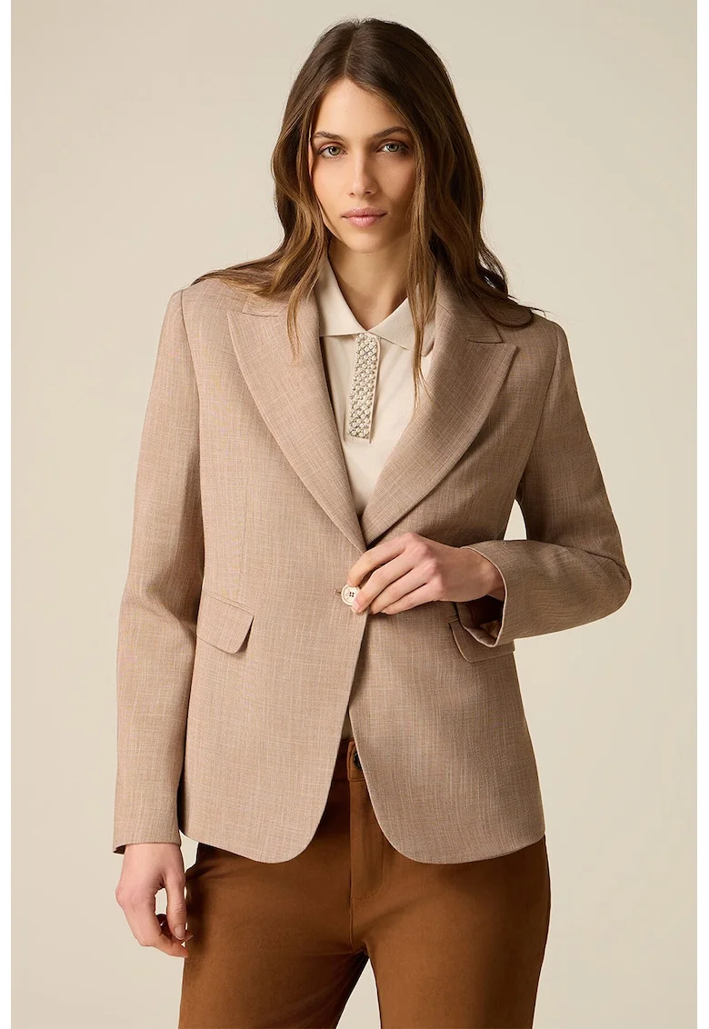 Sacou regular fit, Maro nisip