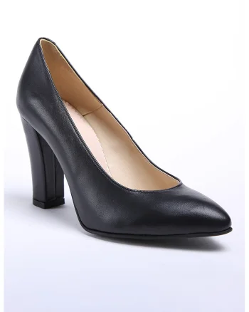 Pantofi din piele cu toc masiv, Negru