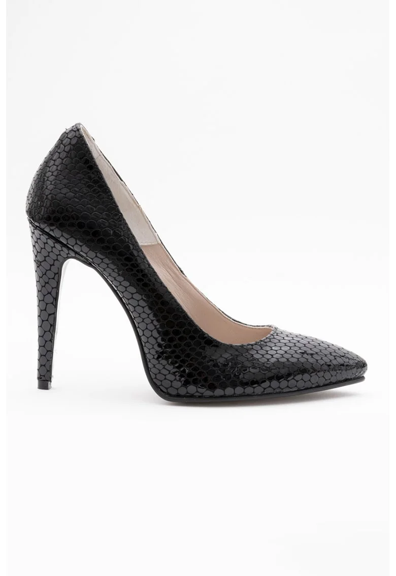 Pantofi din piele cu varf ascutit, Negru