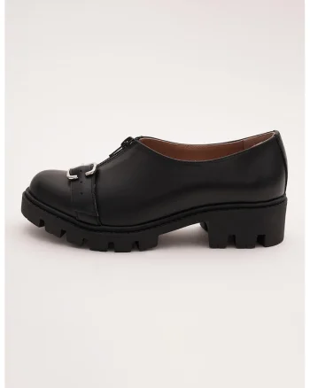 Pantofi din piele cu detaliu catarama, Negru