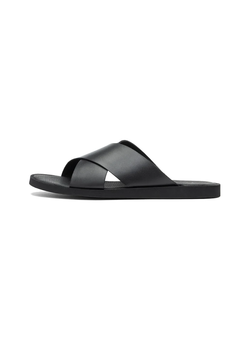 Papuci uni din piele intoarsa, Negru