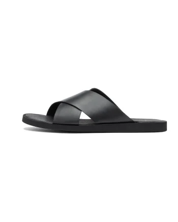 Papuci uni din piele intoarsa, Negru